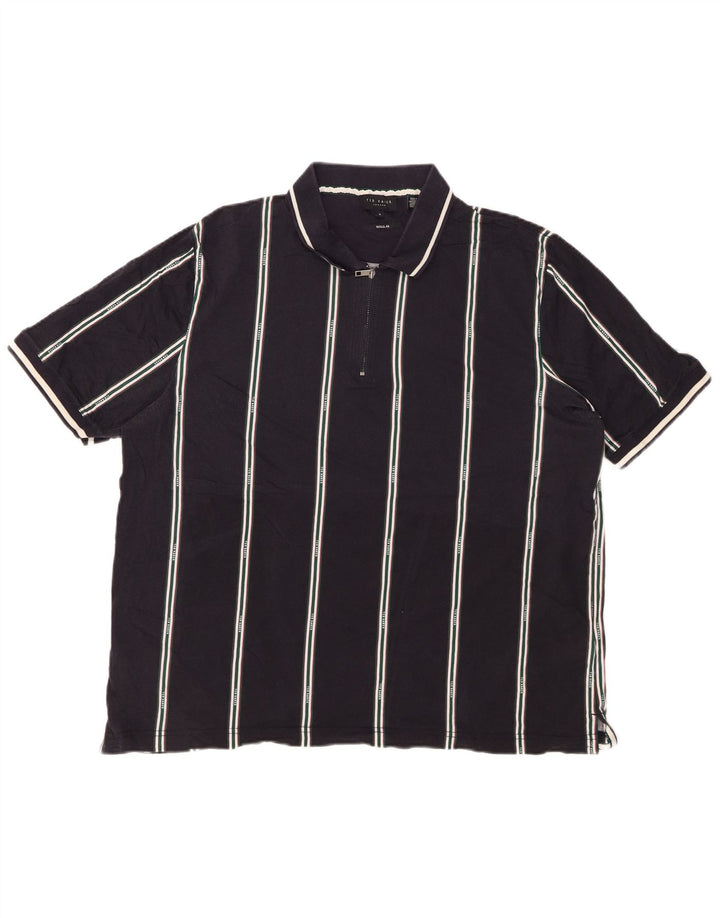 Polo da uomo con collo regolare con zip TED BAKER taglia 6 2XL a righe blu navy