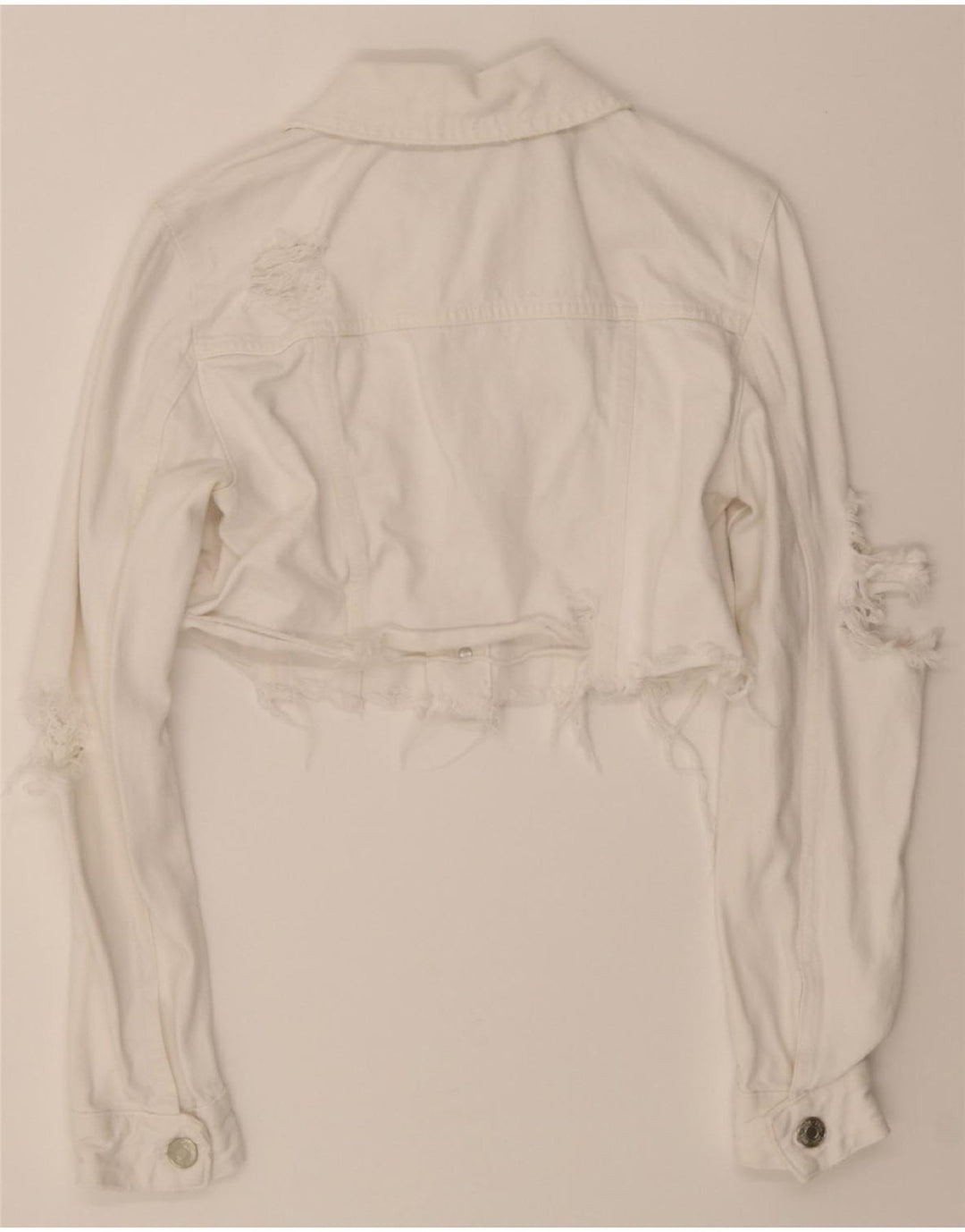 ZARA Womens Crop Denim Jacket UK 6 XS White Vintage Zara and Second-Hand Zara from Messina Hembry 