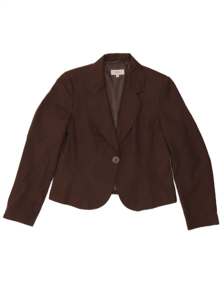 Giacca blazer a 1 bottone Marks & Spencer da donna UK 14 Poliestere marrone medio