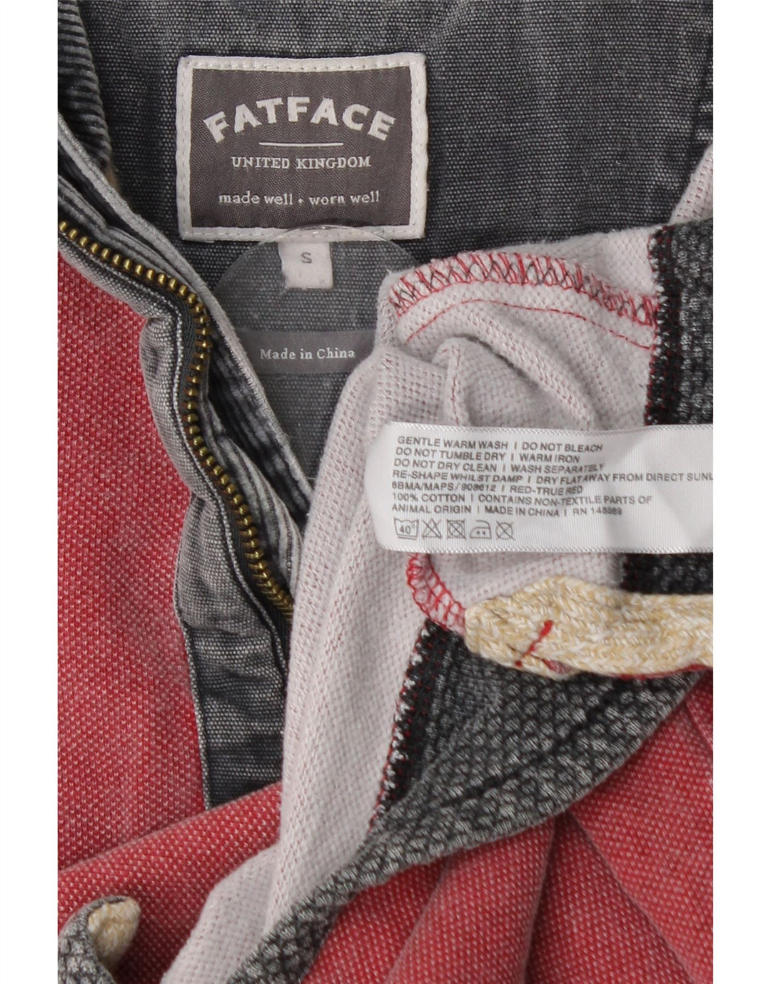 Felpa da uomo con zip e collo Fat Face, piccola, in cotone rosso