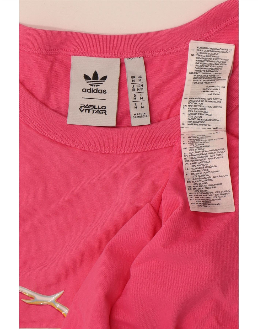 Canotta grafica Adidas Pabllo Vittar da donna UK 14 cotone rosa medio