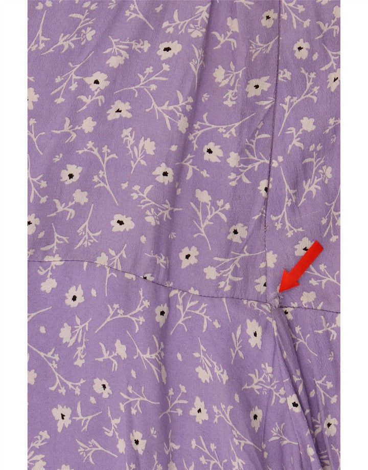 Minigonna Zara da donna media W28 viscosa floreale viola