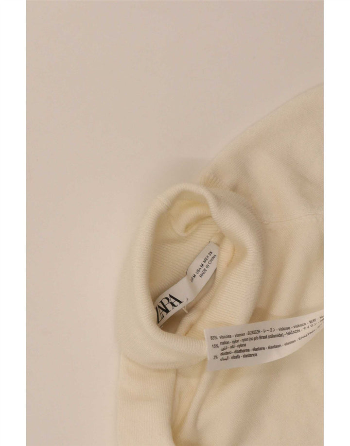 Maglione Zara da donna a maniche corte con collo alto UK 12 bianco medio