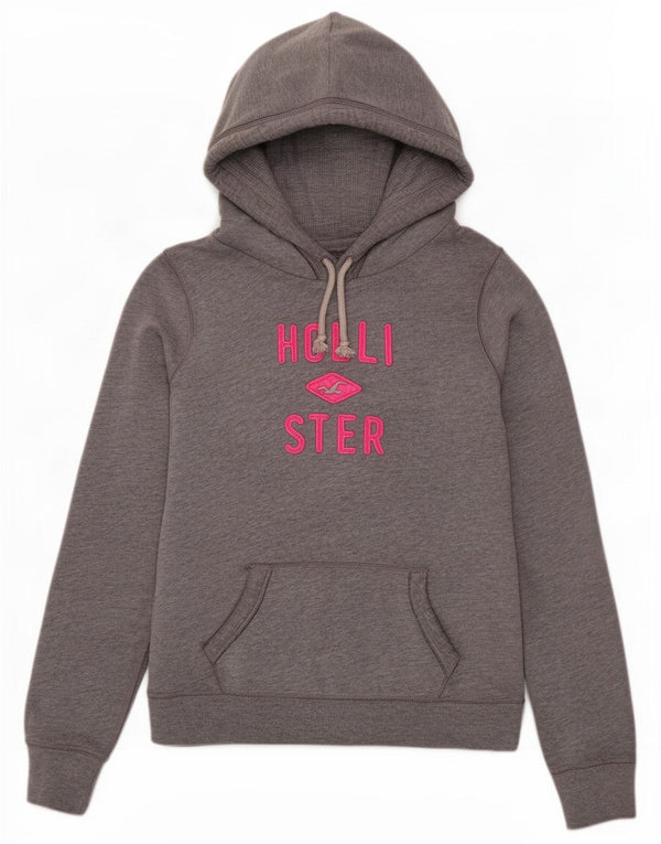 Felpa con cappuccio grafica Hollister da donna UK 16 grande grigia