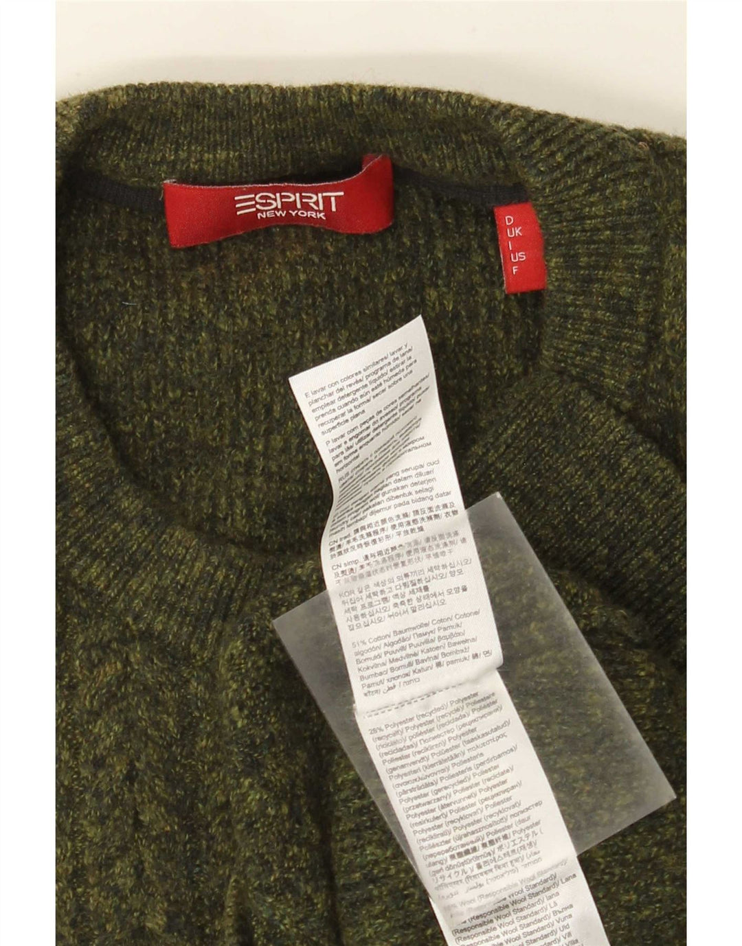 Maglione da uomo girocollo Esprit in cotone kaki medio