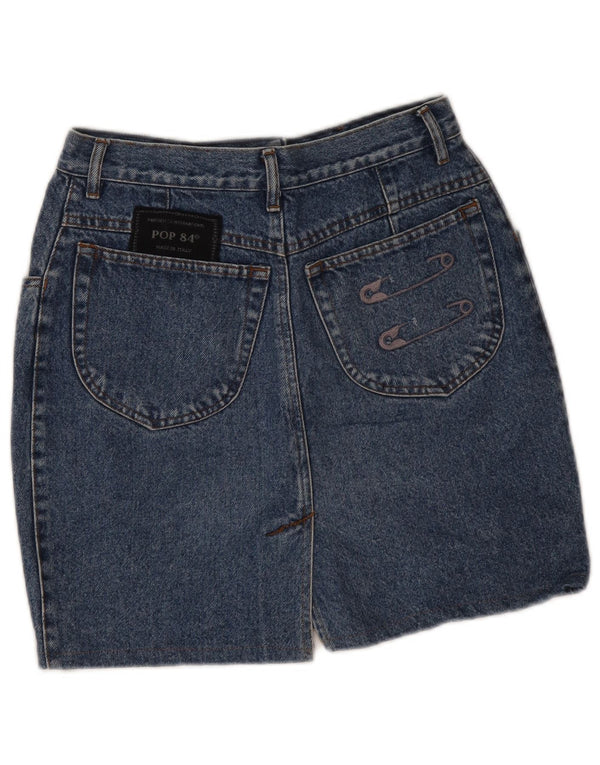 POP 84 Minigonna di jeans a vita alta da donna IT 46 Large W30 Blu