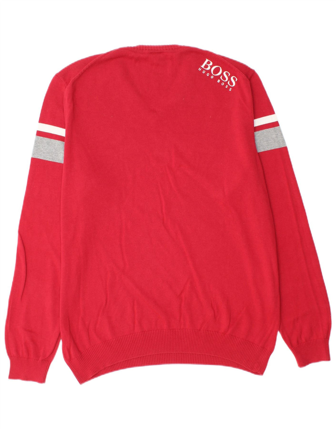 Maglione da uomo con scollo a V grafico HUGO BOSS grande blocco di colore rosso