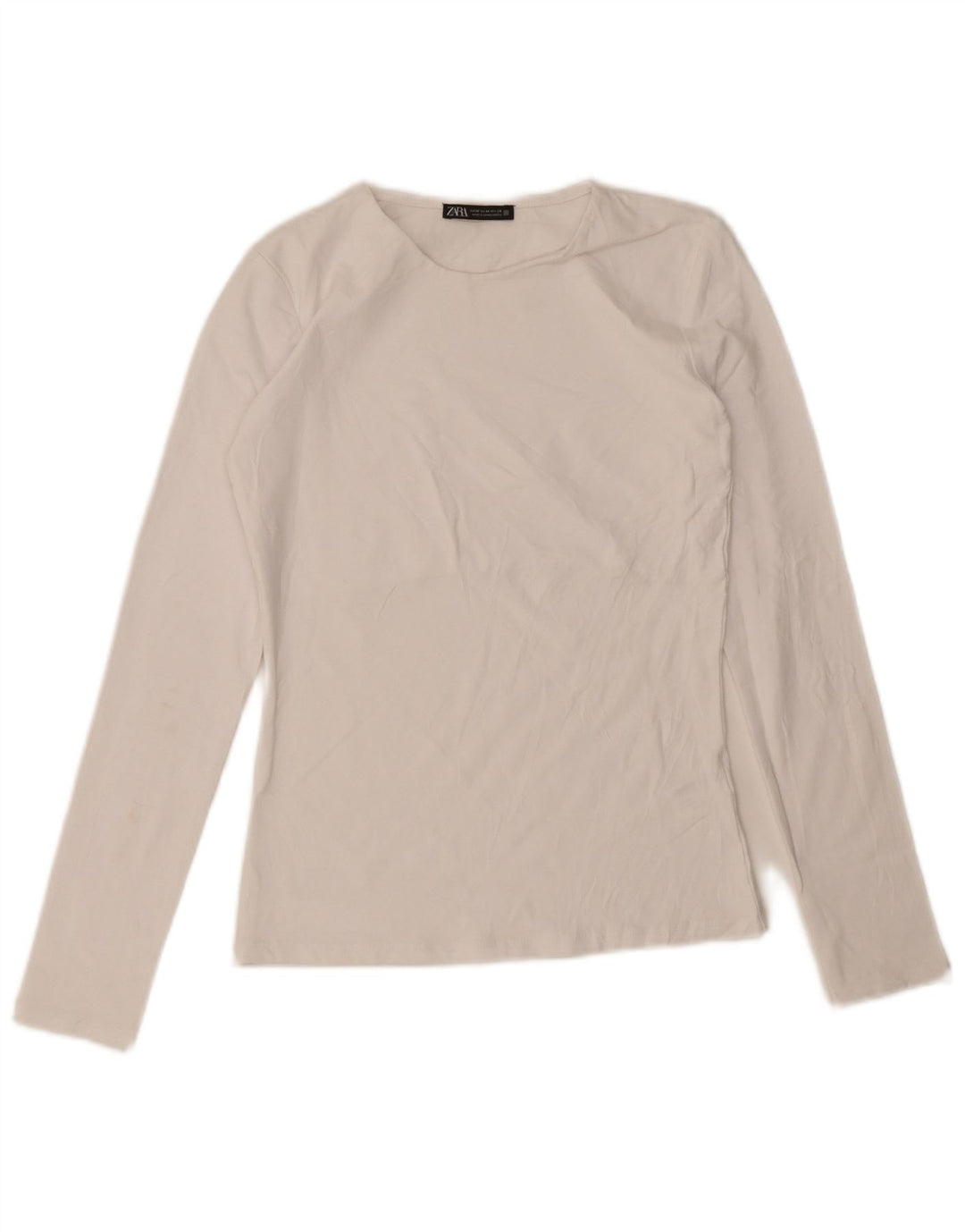 Top Zara da donna a maniche lunghe UK 12 cotone bianco medio