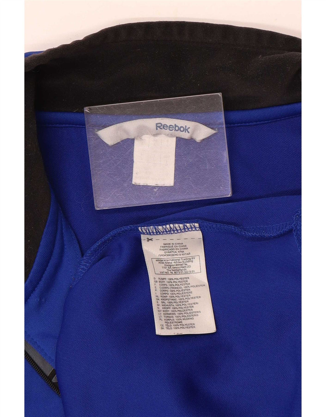 Reebok Maglia da tuta da uomo con grafica con zip e collo in poliestere grande blu