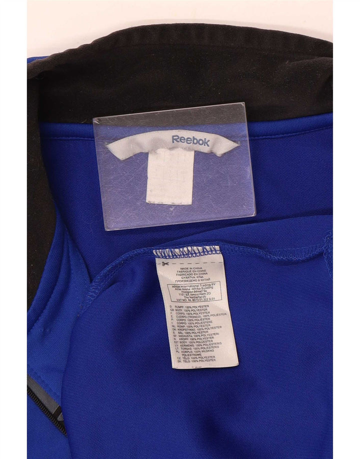 Reebok Maglia da tuta da uomo con grafica con zip e collo in poliestere grande blu