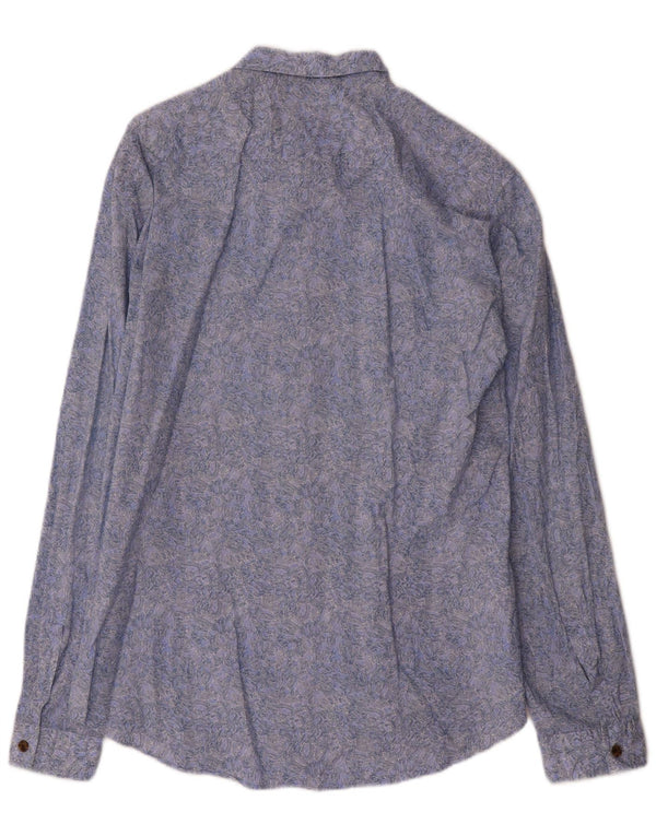 Hugo Boss Camicia slim fit da uomo con motivo astratto, grande cotone blu