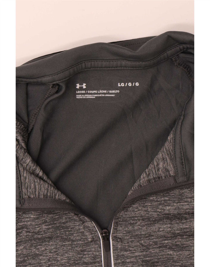 Under Armour Uomo Pullover con zip Collo della tuta Top Large Grigio Colourblock