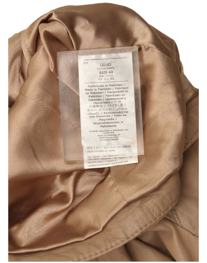 Giacca Biker in Pelle Donna Liu Jo IT 44 Pelle Beige Medio