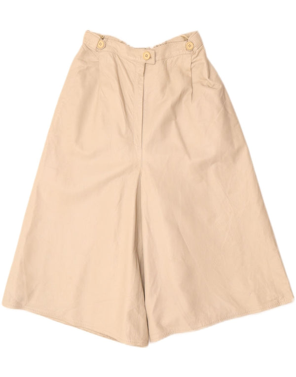 Pantaloni capri in pelle da donna vintage W24 L14 Beige