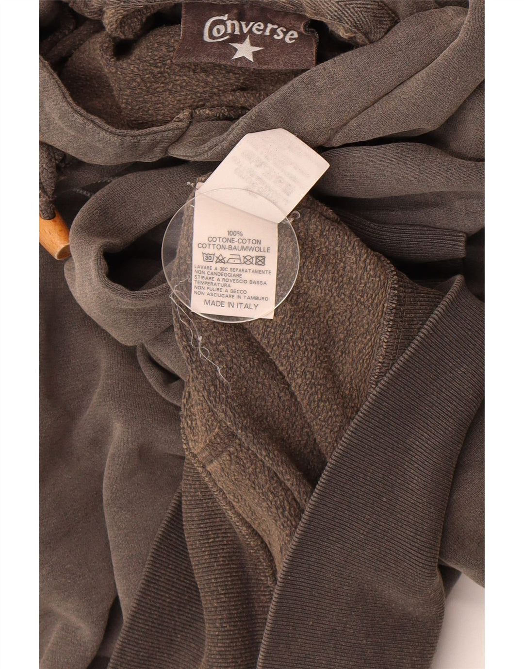 Felpa con cappuccio grafica da uomo Converse grande in cotone grigio