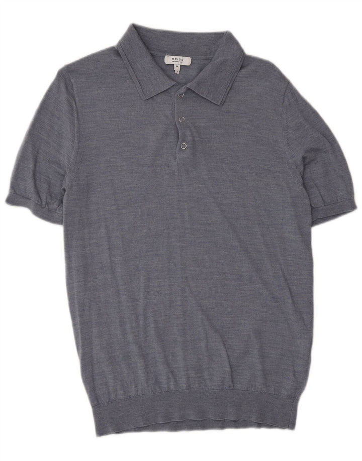 Polo da uomo Reiss in lana blu medio