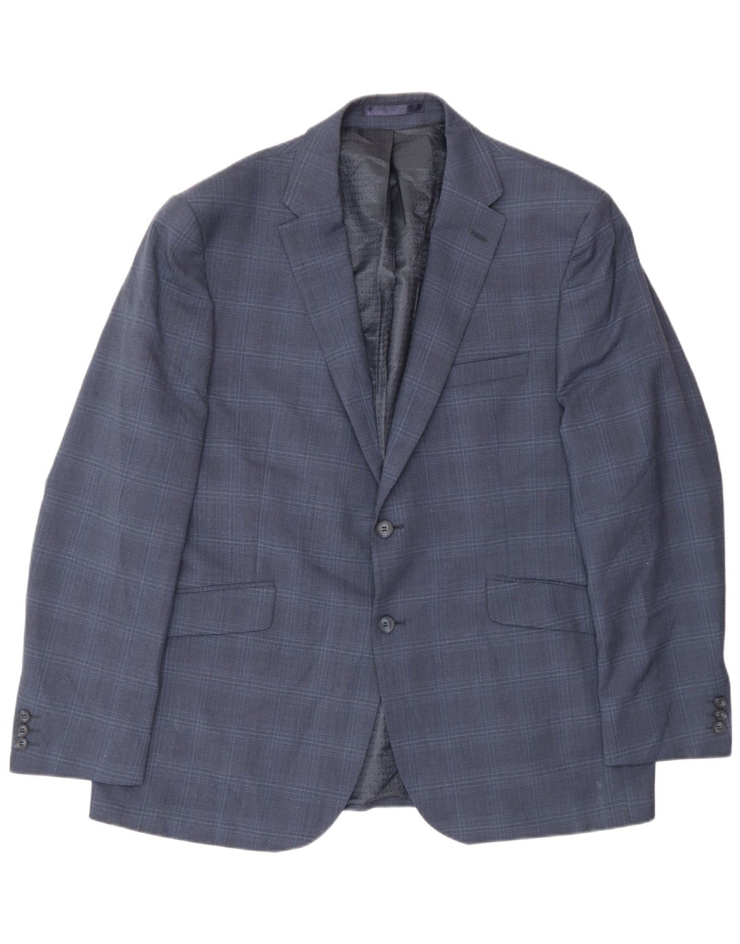 Giacca blazer da uomo a 2 bottoni Pierre Cardin IT 56 3XL Lana a quadri blu navy