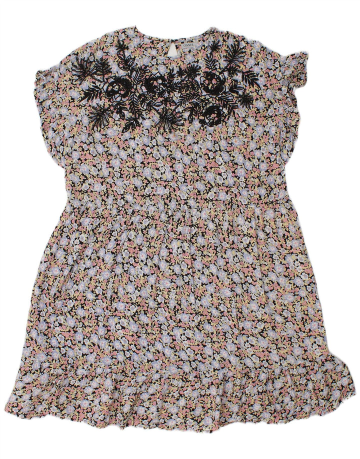 OASIS Womens A-Line Dress UK 12 Medium  Multicoloured Floral Viscose