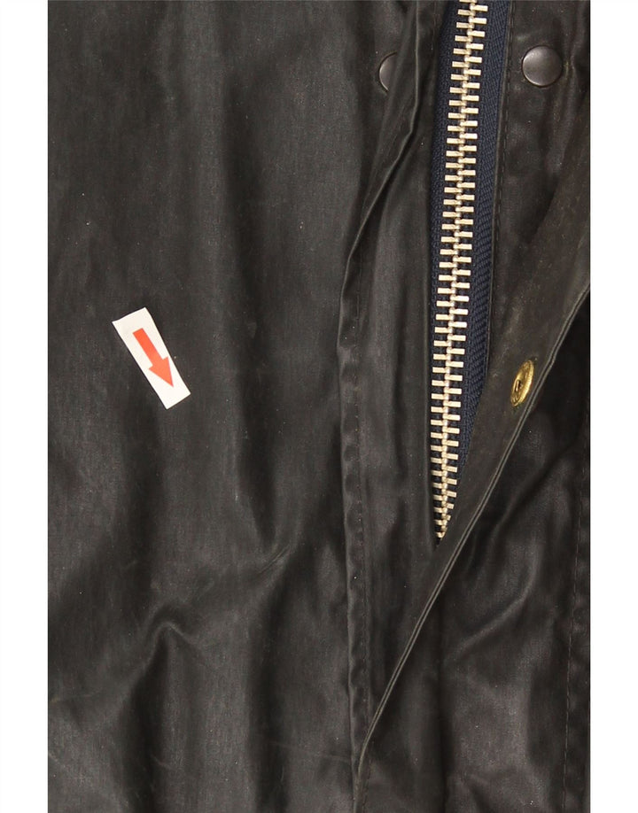 Barbour Cappotto da uomo in cotone cerato con bordo UK 36 piccolo nero