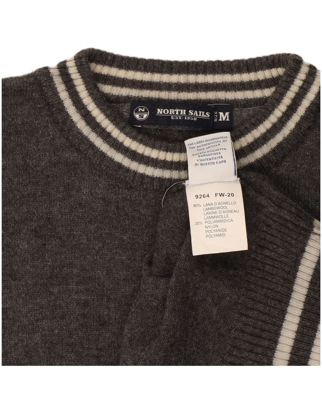 NORTH SAILS Maglione girocollo da donna UK 14 Lana grigio medio