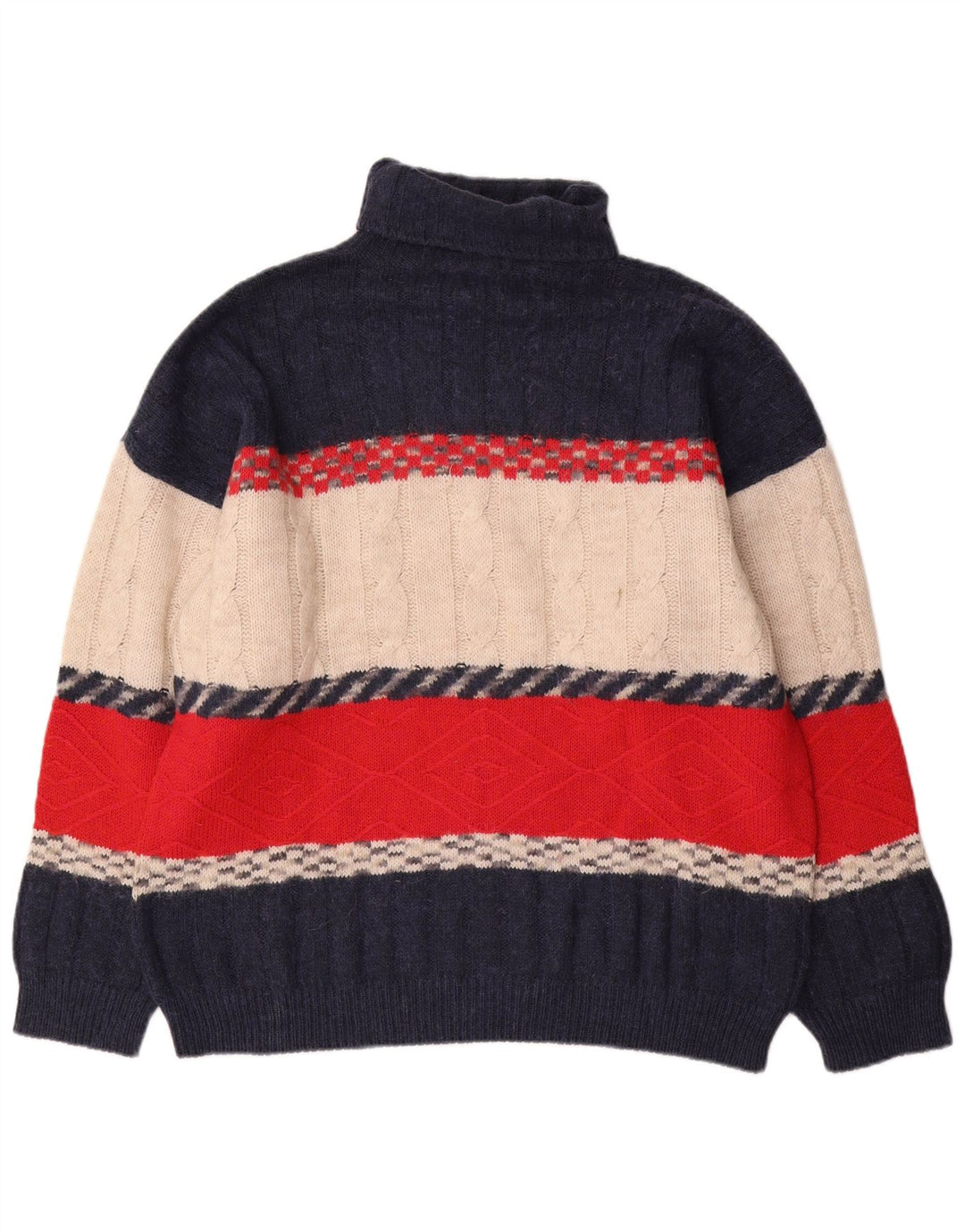 Maglione Kappa da uomo con collo alto e maglione XL in lana color block blu navy