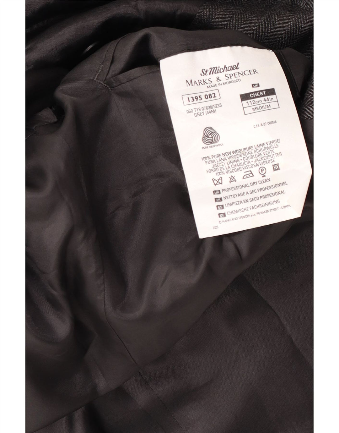 Giacca blazer a 2 bottoni da uomo Marks & Spencer UK 44 XL lana gessata grigia