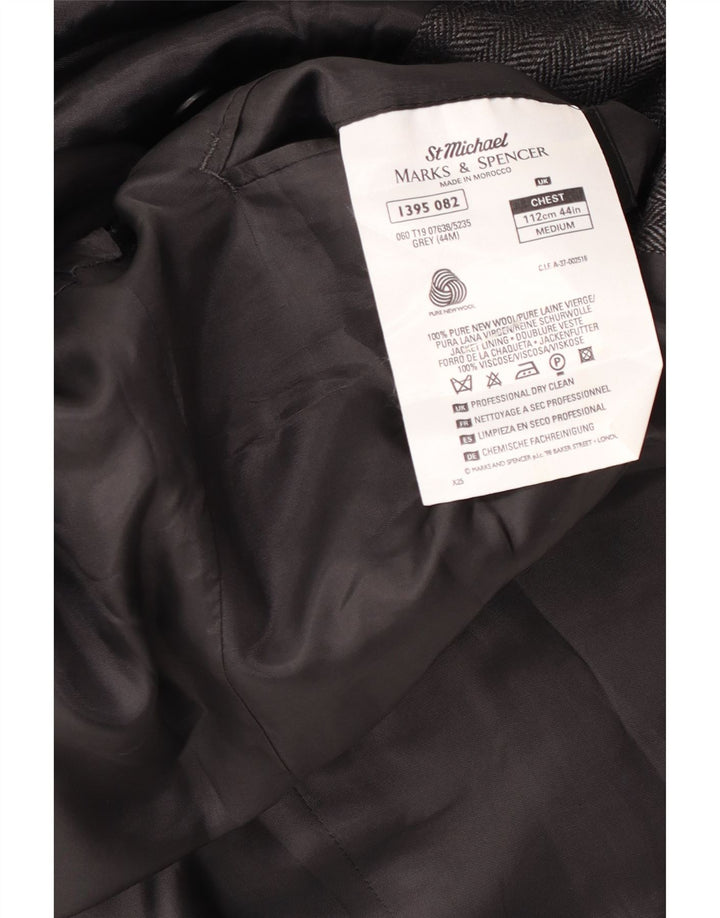 Giacca blazer a 2 bottoni da uomo Marks & Spencer UK 44 XL lana gessata grigia