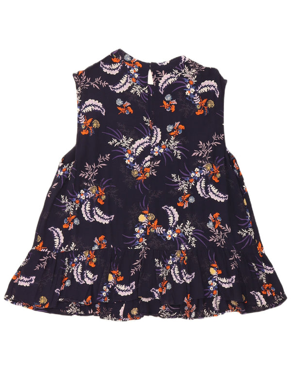 Camicetta senza maniche da donna Marks & Spencer UK 18 XL Blu navy floreale