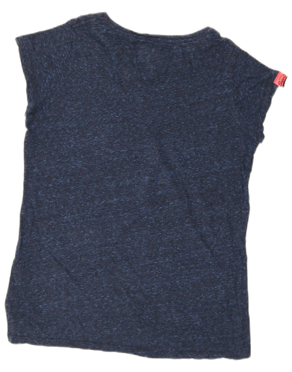 T-shirt grafica da donna Superdry Top UK 10 Small Blu Navy Cotone