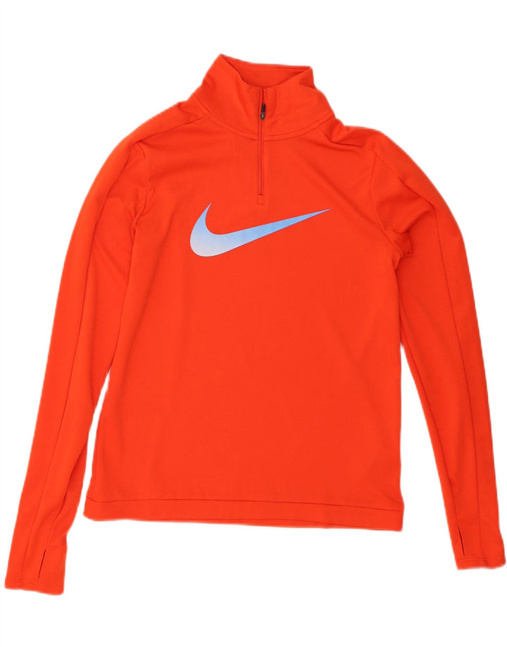 Top della tuta da ginnastica Nike da donna con grafica pullover UK 10 Small arancione poliestere