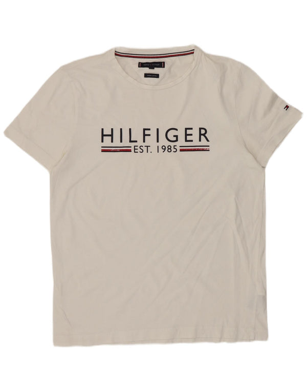 TOMMY HILFIGER T-shirt grafica da uomo Top in cotone bianco medio