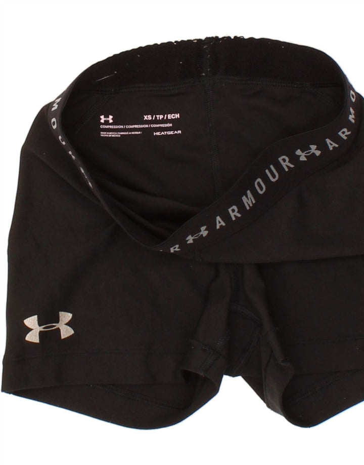 UNDER ARMOUR Womens Graphic Sport Shorts UK 4 XS  Black Polyester Vintage Under Armour and Second-Hand Under Armour from Messina Hembry 