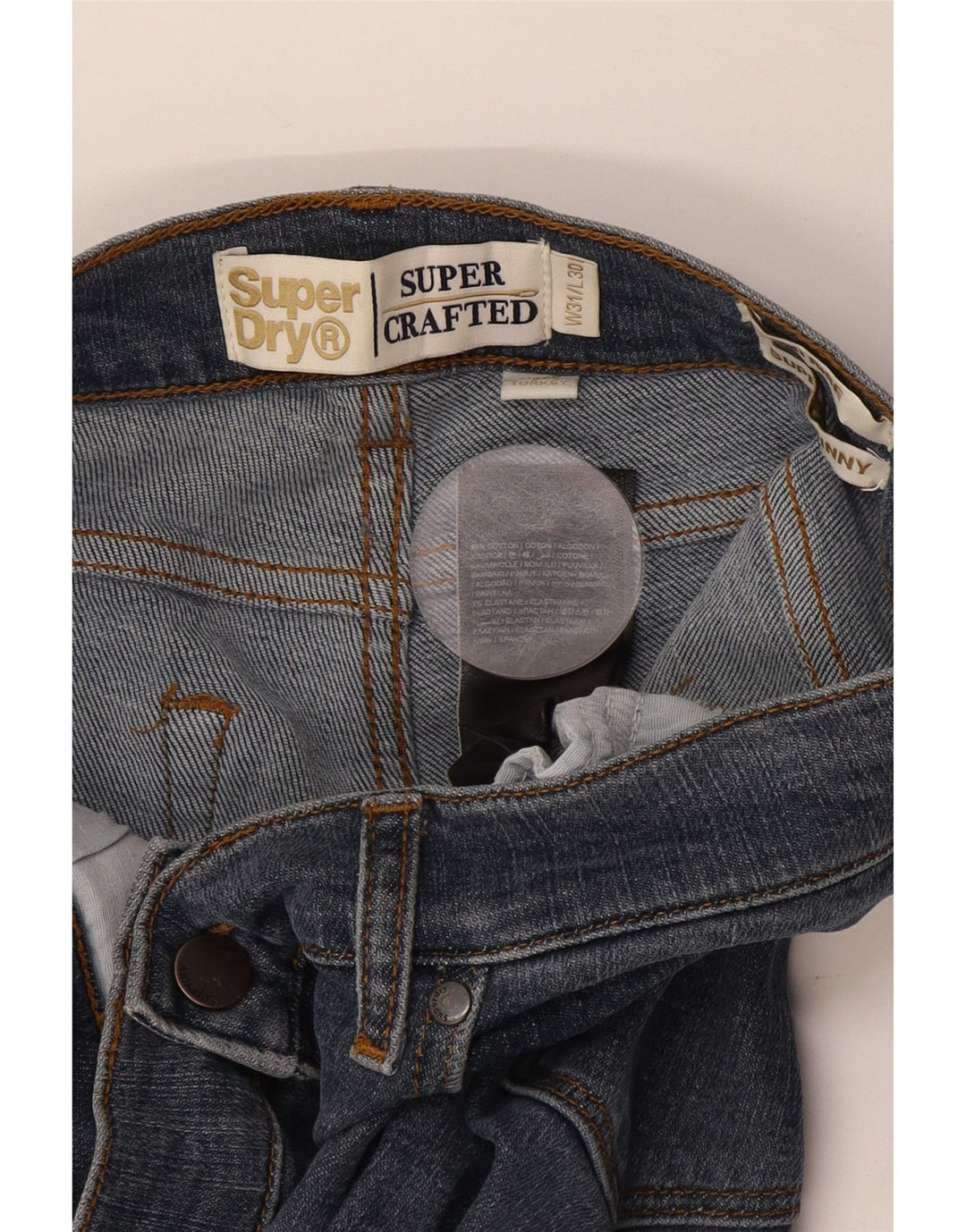 Jeans super skinny da donna a vita media SUPERDRY W31 L30 cotone blu navy