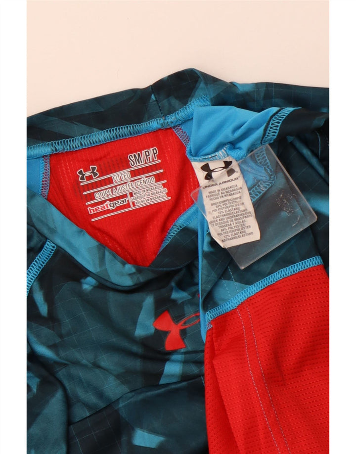 T-shirt da uomo UNDER ARMOUR Heat Gear Top piccolo poliestere geometrico blu