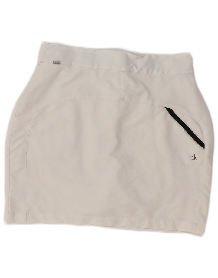 Minigonna da donna Calvin Klein UK 10 piccola W28 poliestere bianco