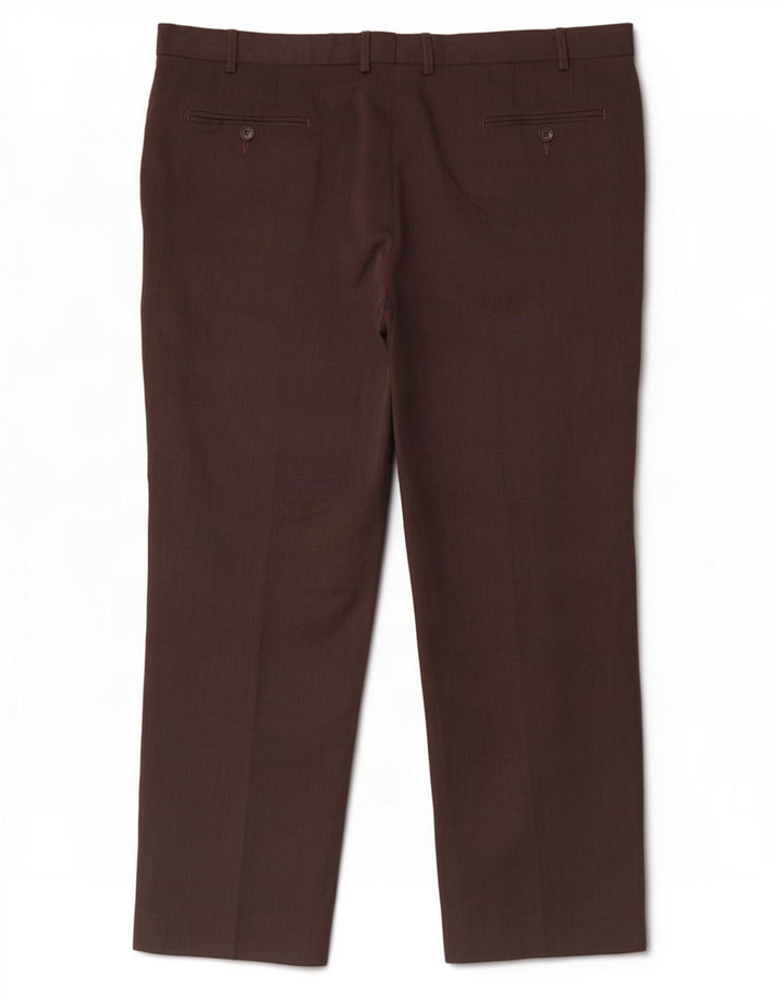 Pantaloni chino dritti da uomo Marks & Spencer W42 L29 poliestere marrone