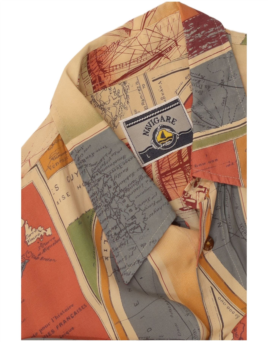 NAVIGARE Camicia da uomo a maniche corte grande patchwork multicolore