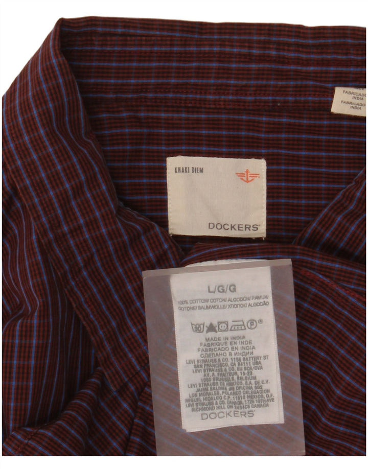Camicia da uomo Dockers in cotone a quadri grandi bordeaux