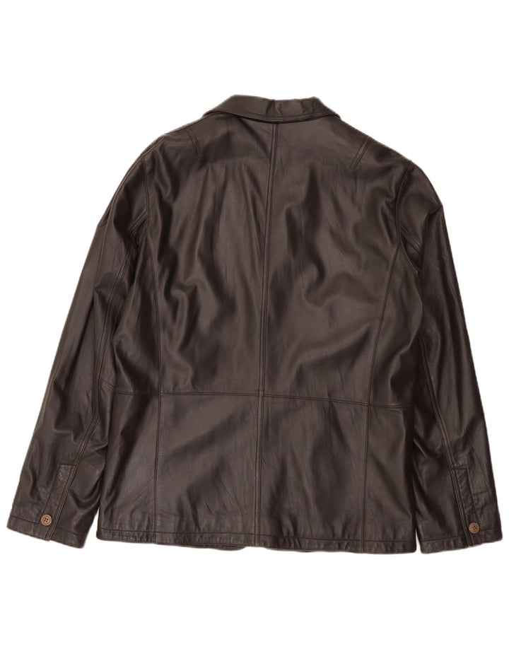Giacca blazer in pelle da uomo a 2 bottoni John Barritt IT 52 XL in pelle marrone
