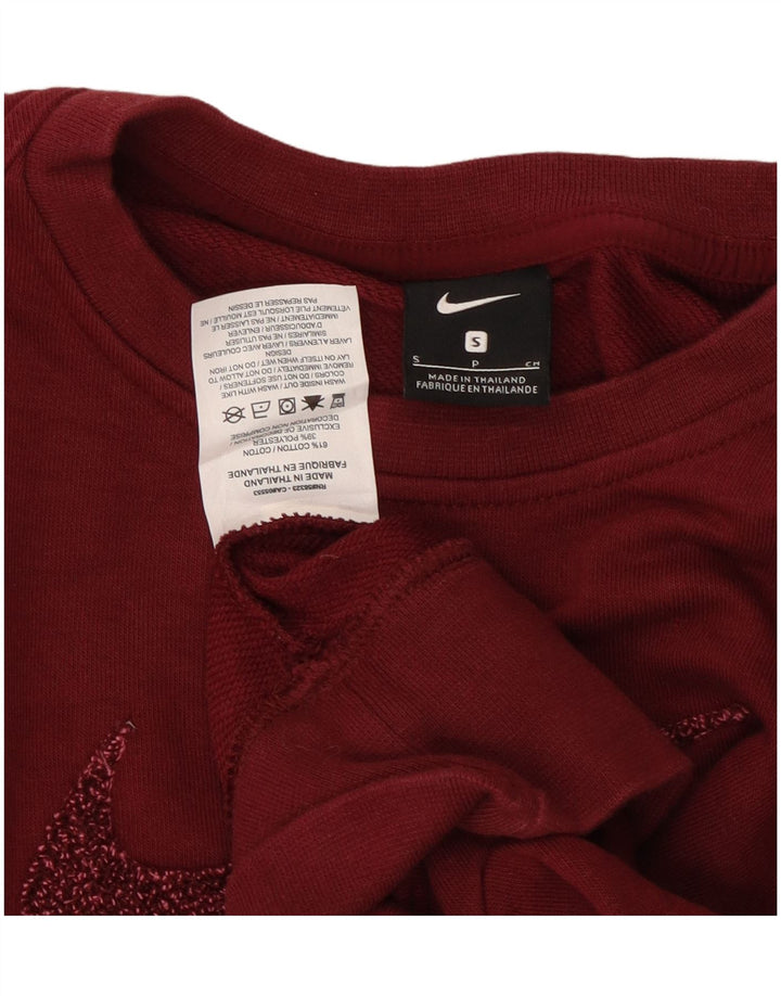 NIKE Felpa corta con grafica oversize da donna UK 10 Small Maroon