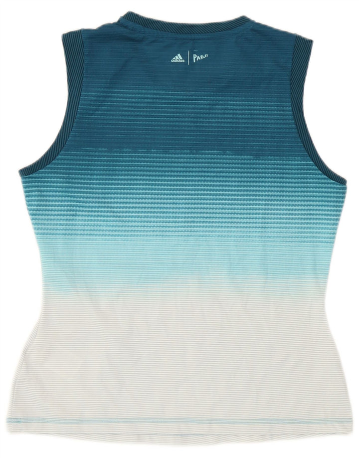 Canotta da donna Adidas UK 12/14 Poliestere a righe blu medio