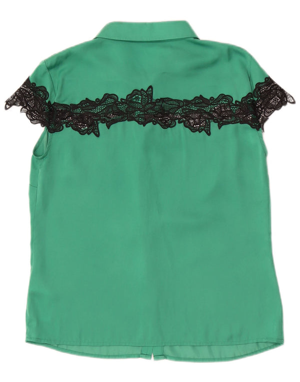 Guess Camicia a maniche corte da donna Camicetta UK 10 Small Verde Poliestere