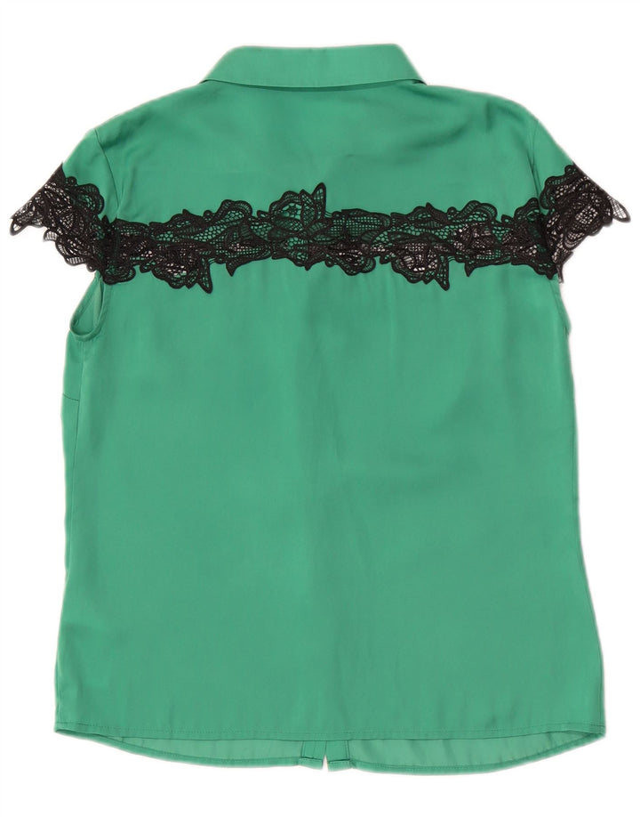 Guess Camicia a maniche corte da donna Camicetta UK 10 Small Verde Poliestere
