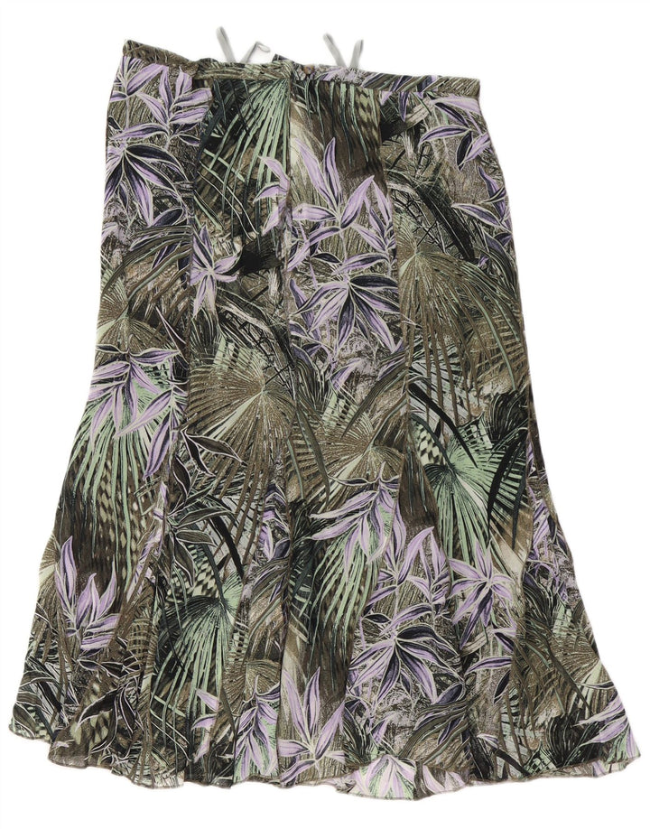 Gonna a tromba a vita alta da donna GELCO UK 16 grande W32 verde floreale