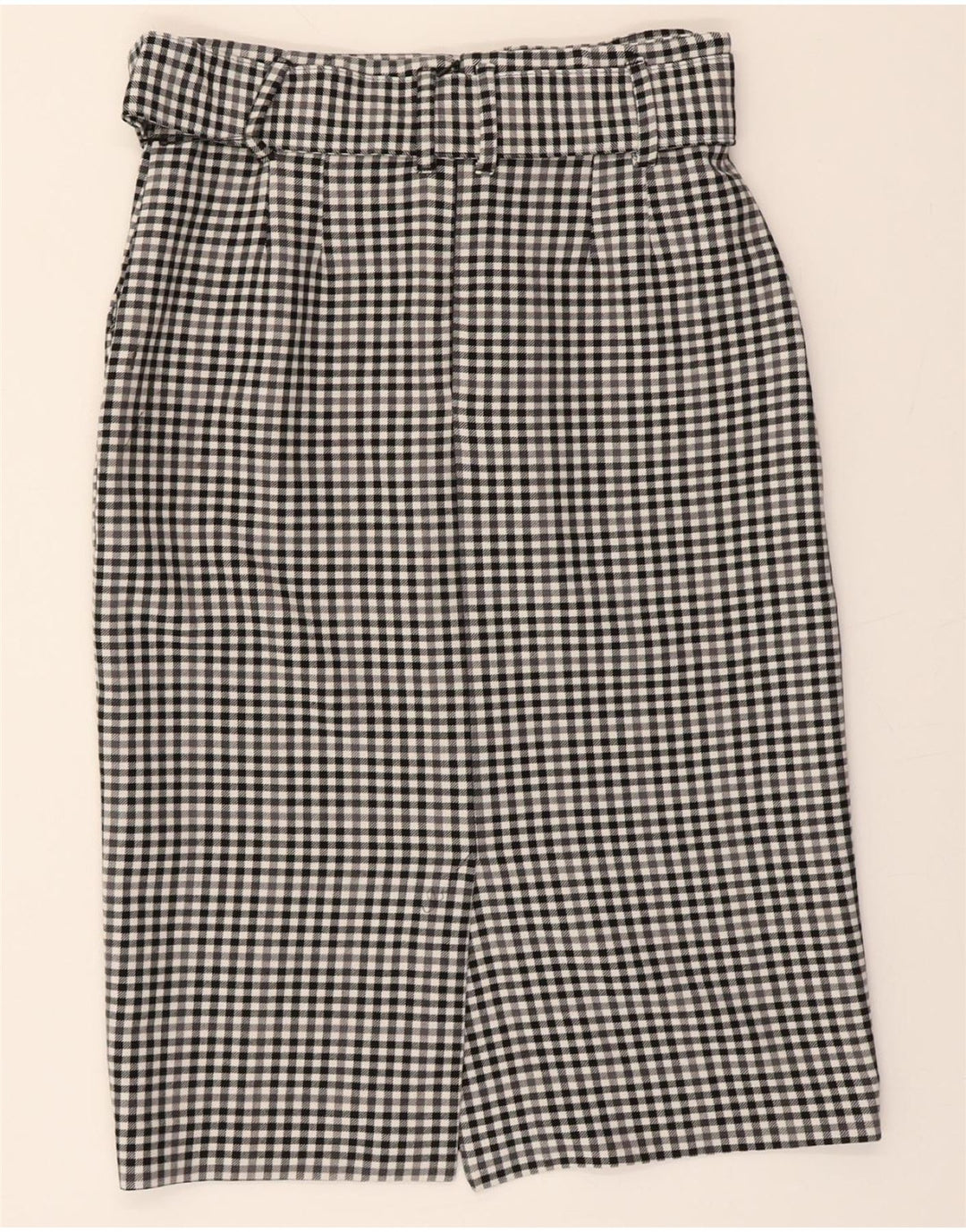 MARKS & SPENCER Womens Straight Skirt UK 14 Large W32  Grey Gingham Vintage Marks & Spencer and Second-Hand Marks & Spencer from Messina Hembry 