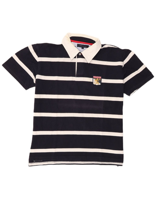Tommy Hilfiger Mens Polo Shirt XL Navy Blue Striped Cotton