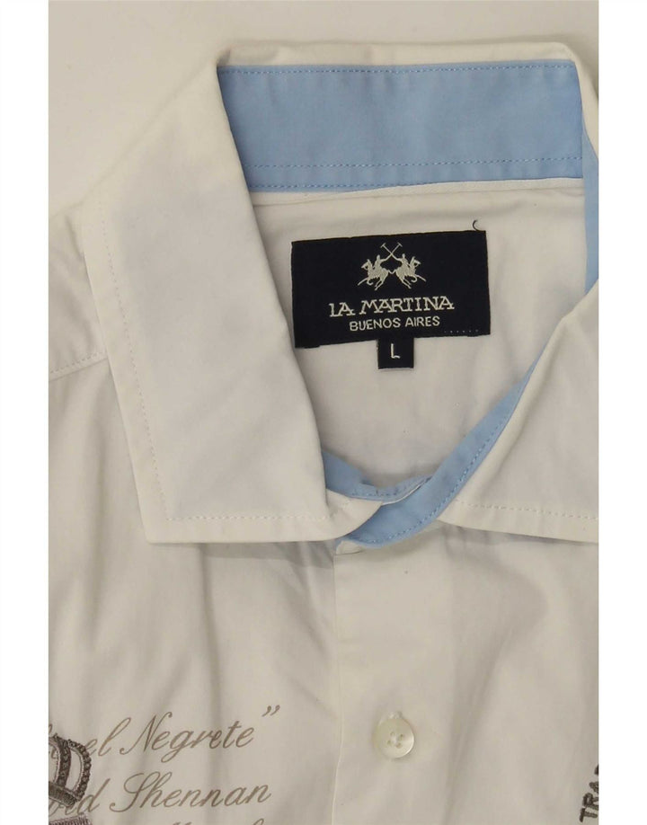 Camicia grafica da uomo La Martina Large bianca