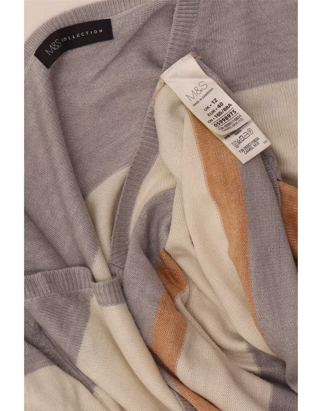 Maglione maglione con scollo a V da donna Marks & Spencer UK 12 medio multicolore