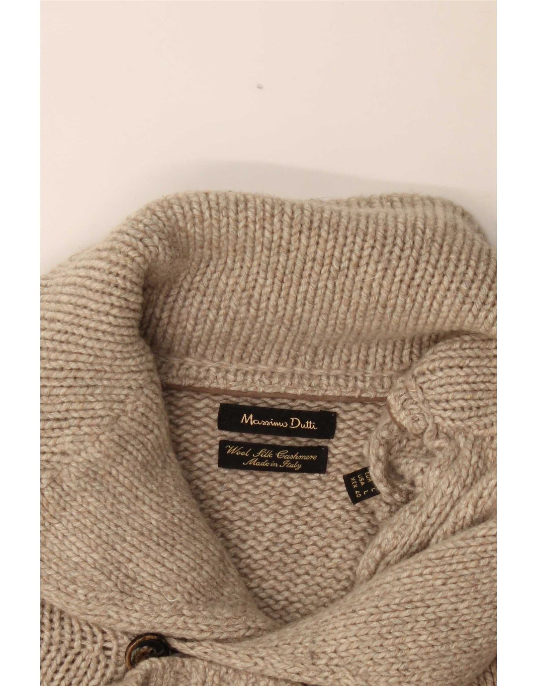 Maglione cardigan da uomo Massimo Dutti in lana beige grande