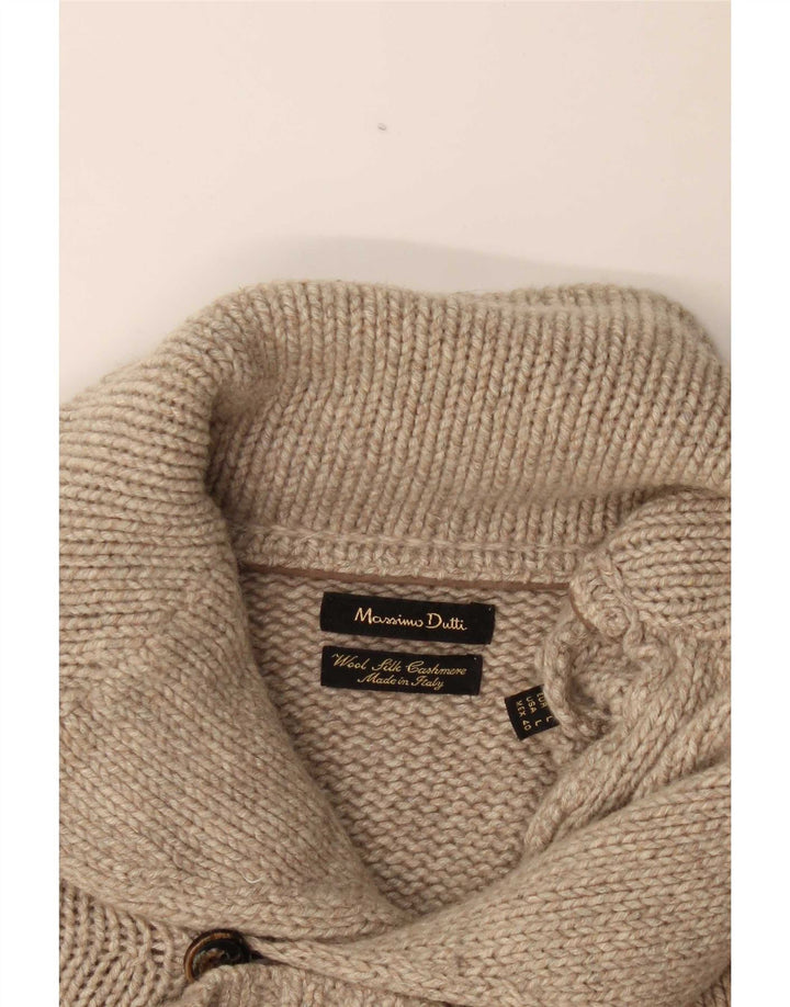 Maglione cardigan da uomo Massimo Dutti in lana beige grande